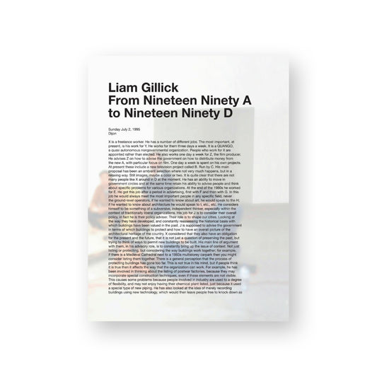 Liam Gillick: From Nineteen Ninety A to Nineteen Ninety D